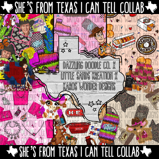 She’s from Texas collab - 3 designers seamless, pngs, & clipart
