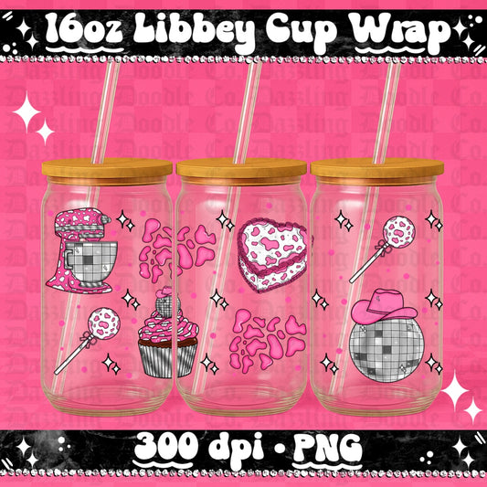 Cow print bakery 16oz cup wrap
